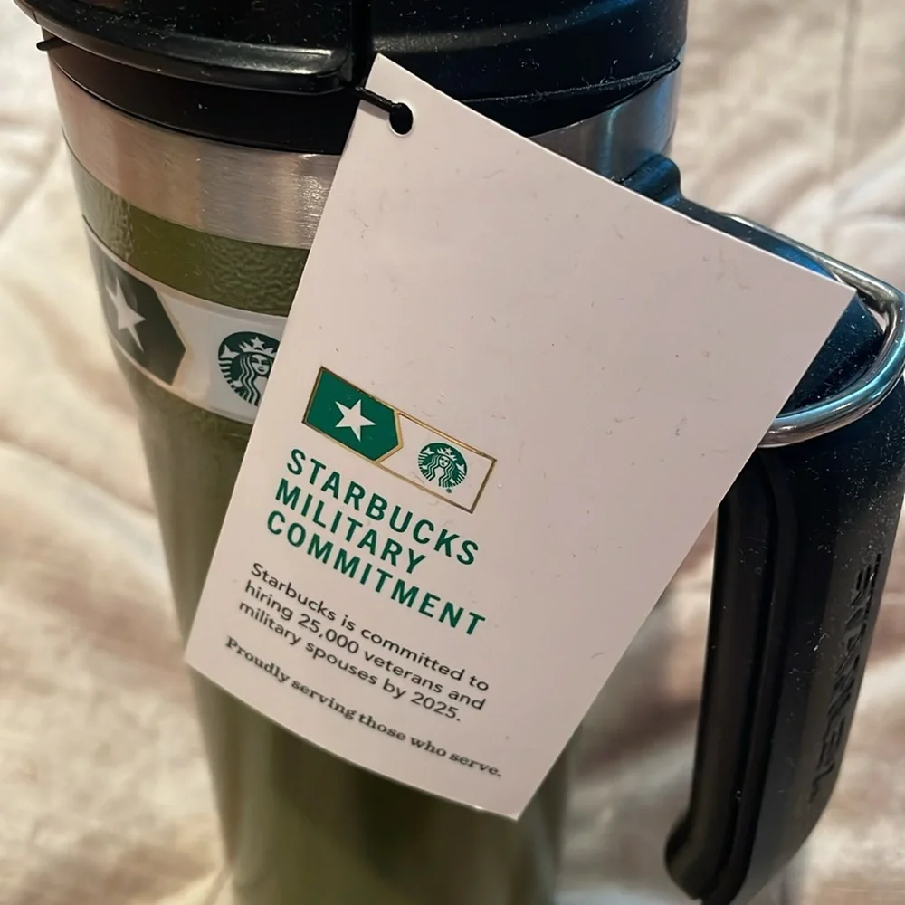 Starbucks Stanley Army Military Commitment Stainless Steel Tumbler Handle New